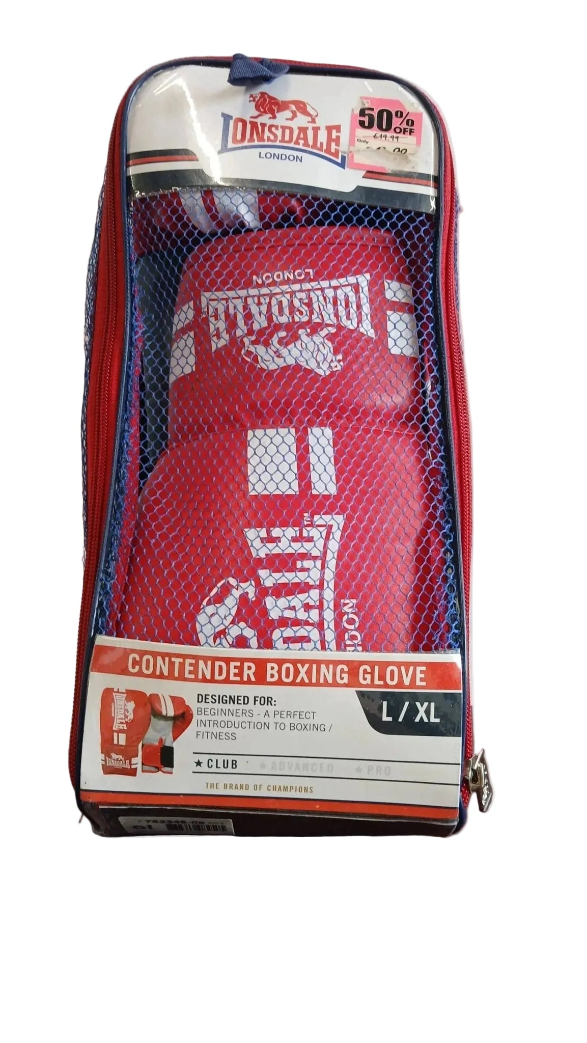 lonsdale boxing gear Lonsdale Contender Boxing Gloves - Red L/XL