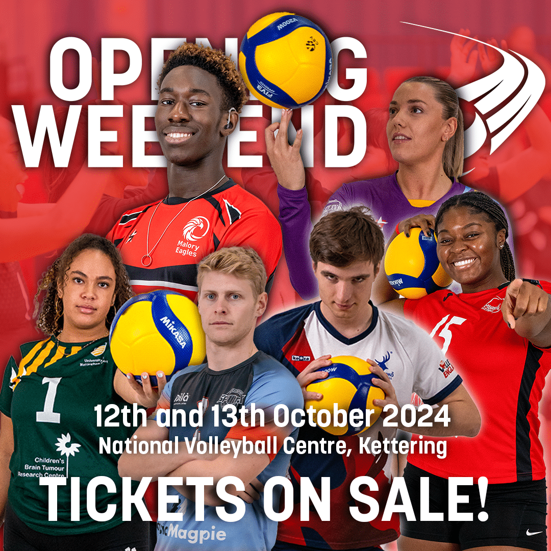 Poster celebrating kitround partnering with Volleyball England