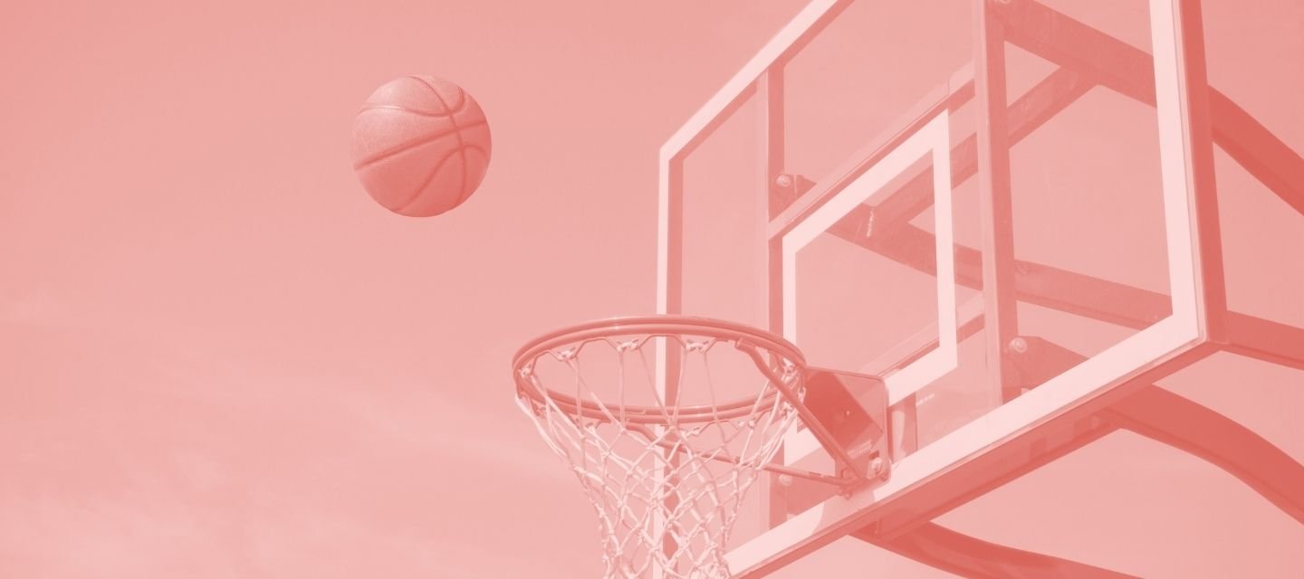 Basketball hoop with ball in play from kitround’s circular collection.