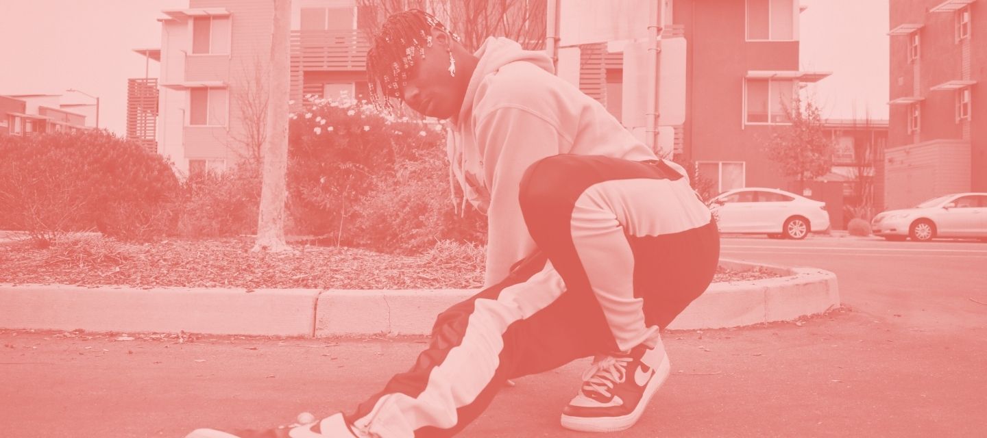 Person in loungewear walking outdoors, from kitround’s leisure collection.