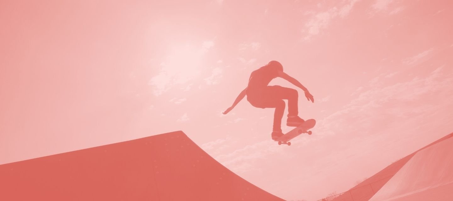 Skater mid-air showcasing preloved kit from kitround.