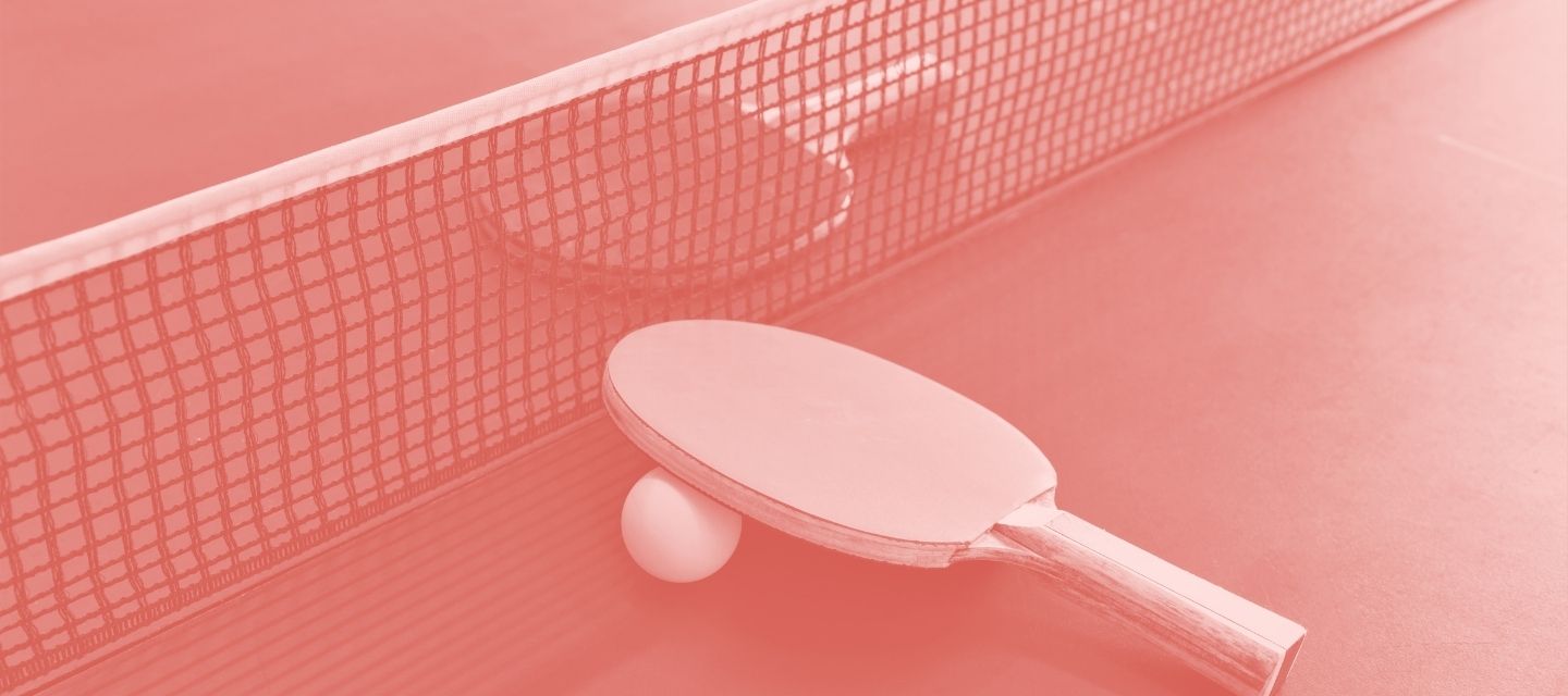 Table tennis paddle and ball on kitround’s marketplace.