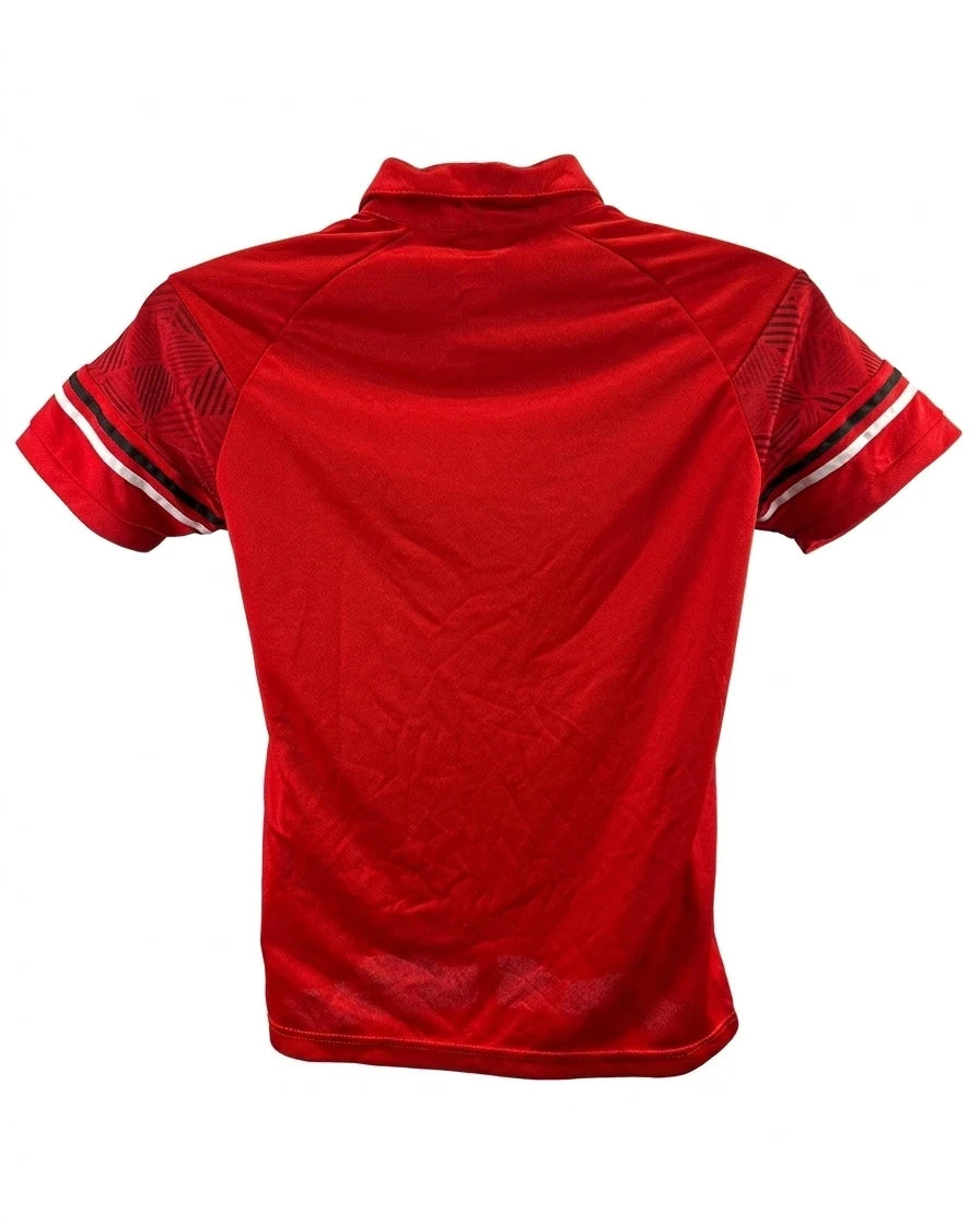 Enhanced Back view of red England Volleyball women's jersey