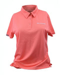 Enhanced Women's Dunlop Sport polo shirt in melon orange with press stud buttons and a small logo on the chest.