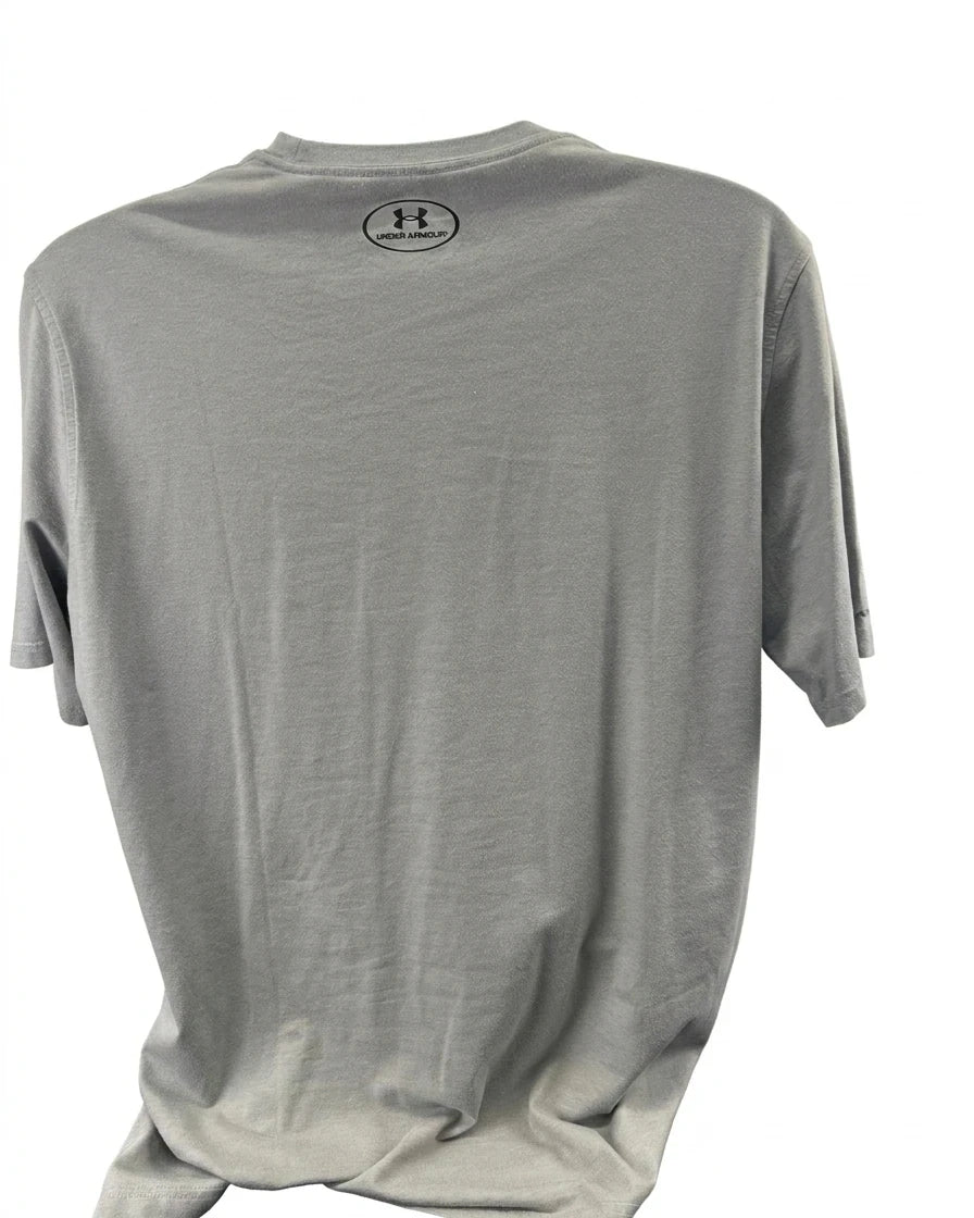 Enhanced Back view of grey Under Armour loose fit t-shirt XL