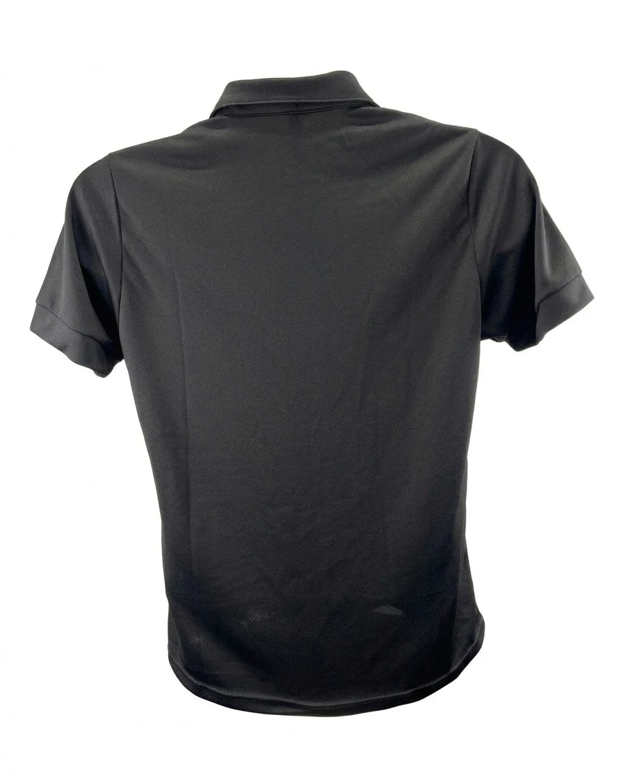 Enhanced Back view of Women's Volleyball England black polo shirt small size