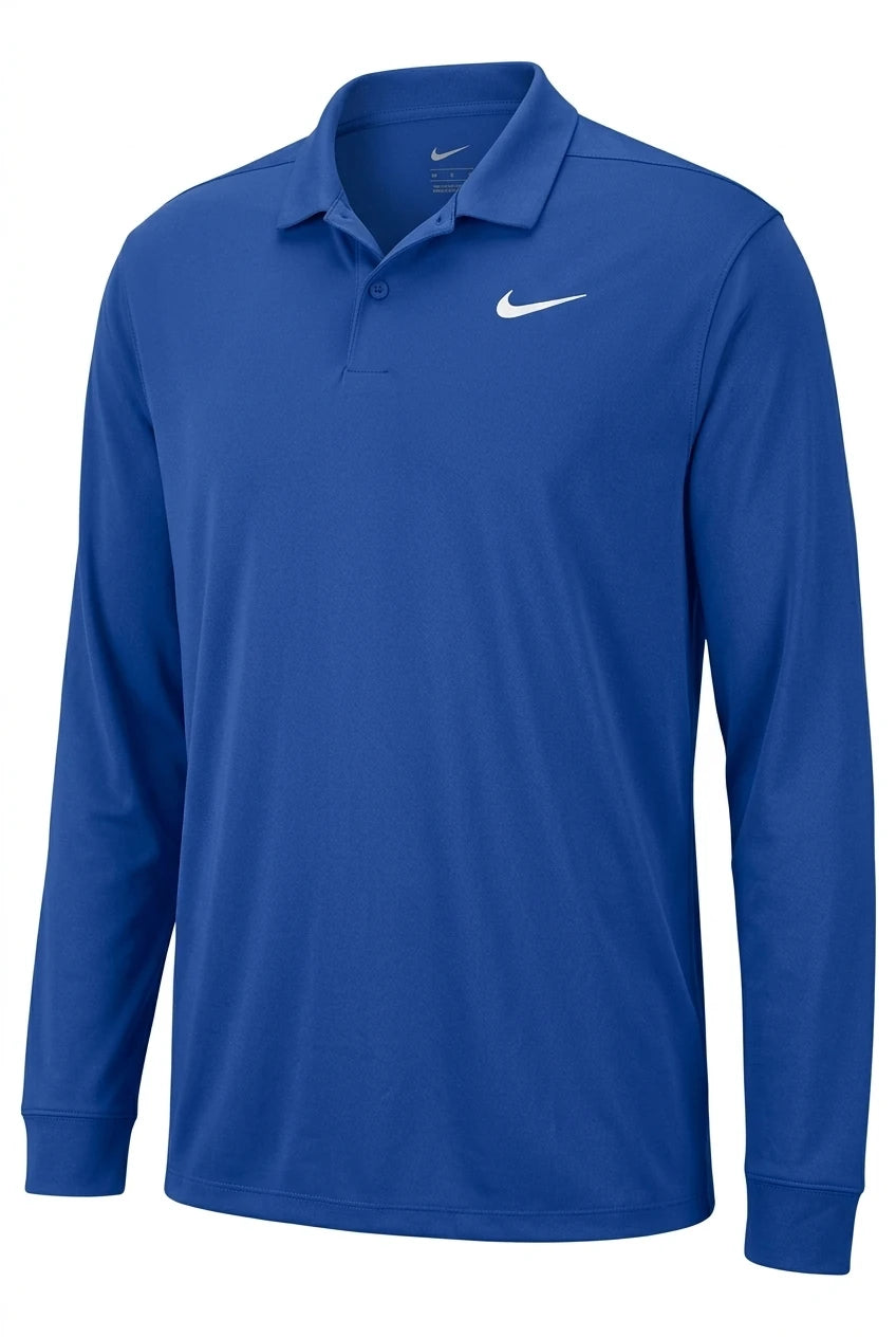 Enhanced Nike Blue Long Sleeved Polo Shirt - kitround kitround product