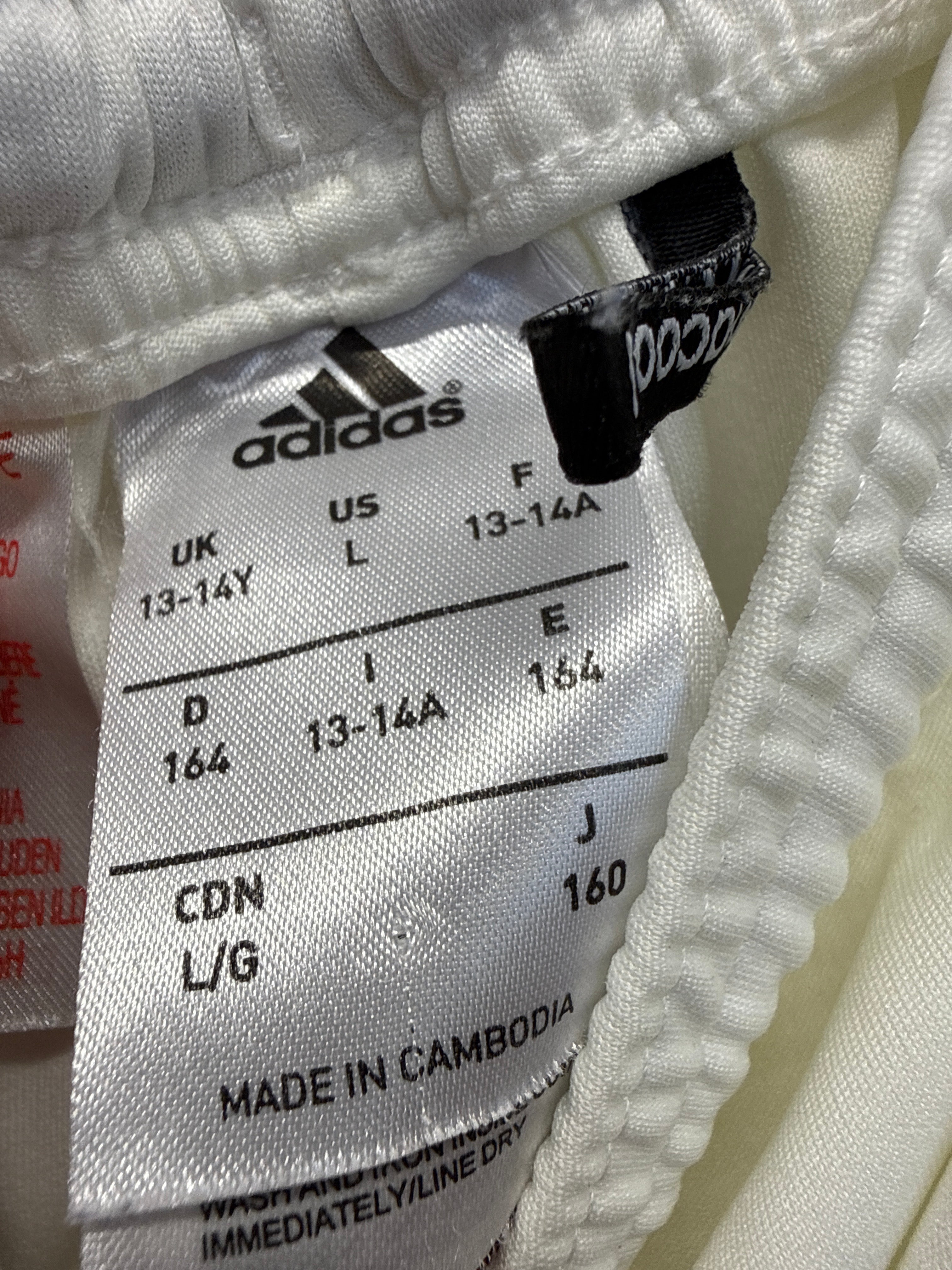 adidas youth shorts size and care label for Germany Football Shorts