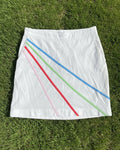 White Green Lamb Golf Skirt with Colourful Stripes - Size 10