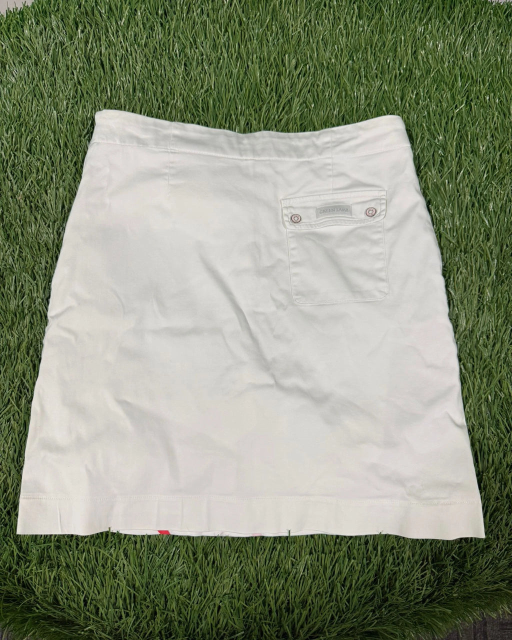 White Green Lamb Golf Skirt with Colourful Stripes - Size 10
