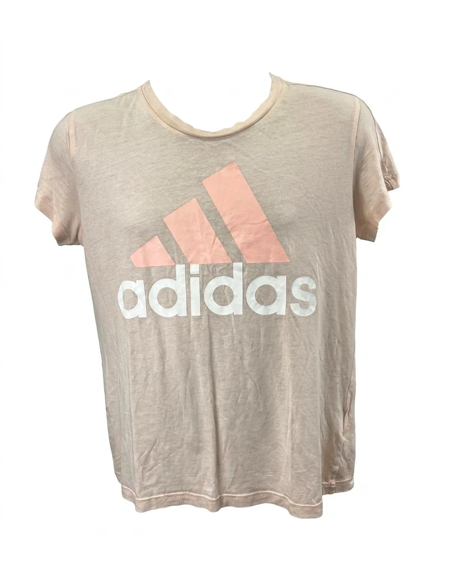 adidas Pink Logo Print T-Shirt L