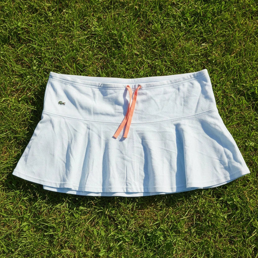 Lacoste Light Blue Tennis Skirt with Coral Drawstring