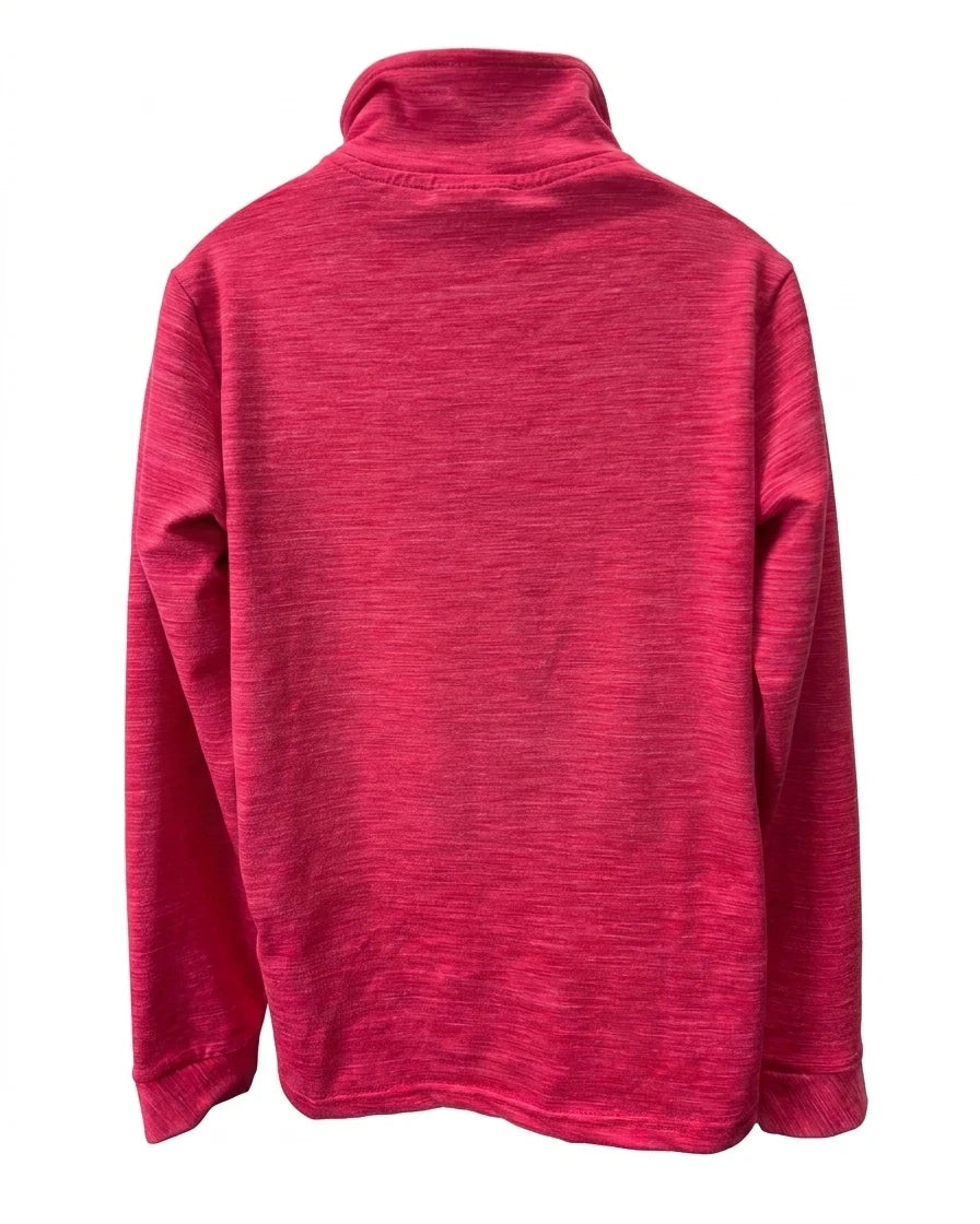 Enhanced Back view of pink kids Trespass 1/2 zip base layer top on mannequin