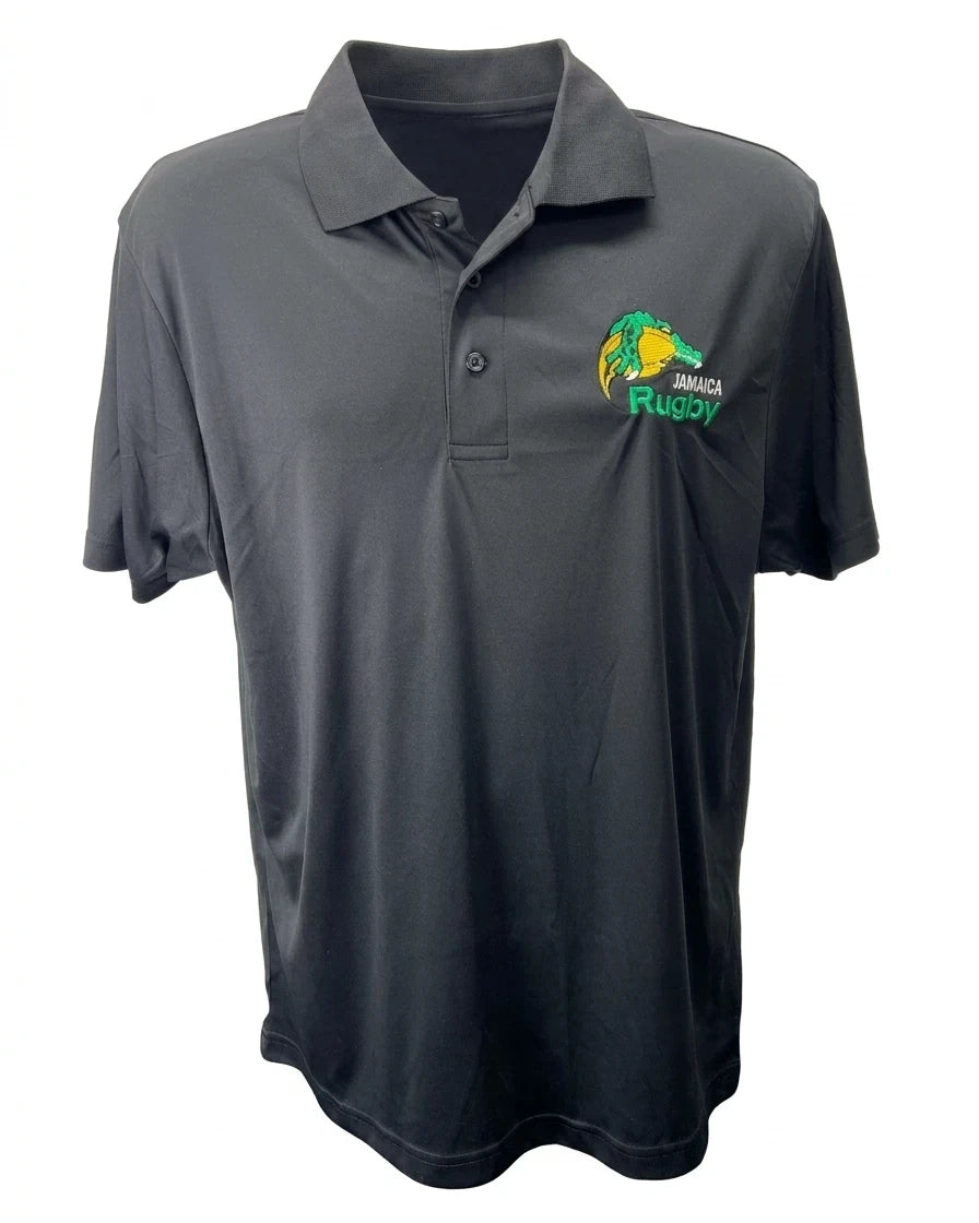 Men's Jamaica Rugby Black Polo Shirt - Medium