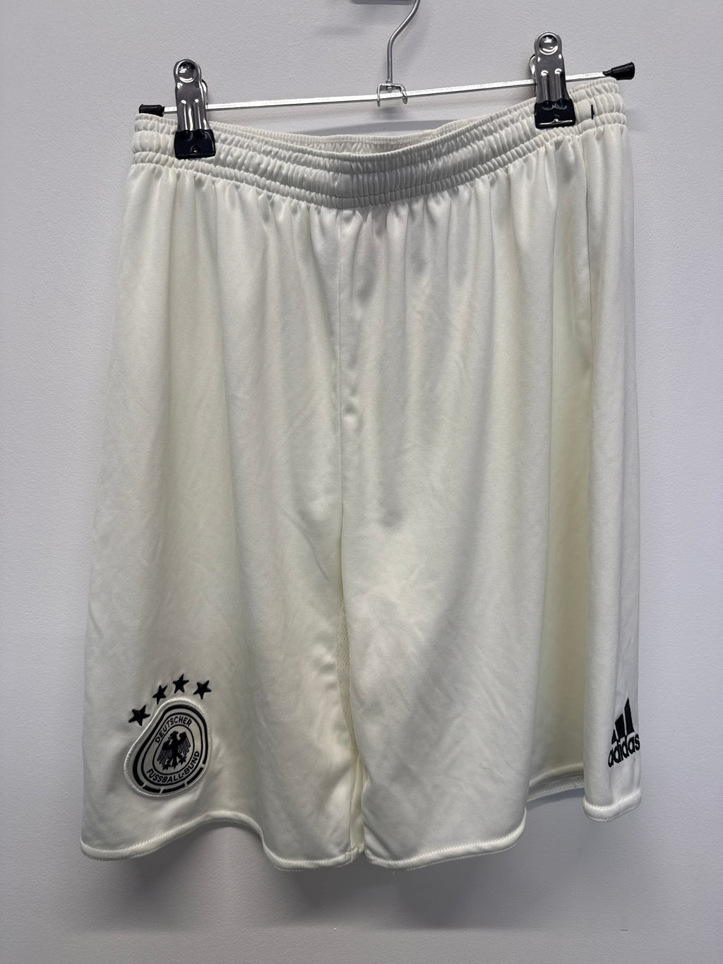 Official adidas Germany Football Shorts in white with team crest and adidas logo