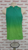 Front view of adidas women's green double layer sports tank with half zip