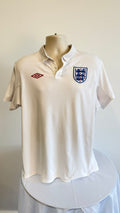 Front view of Umbro England white retro football shirt XL