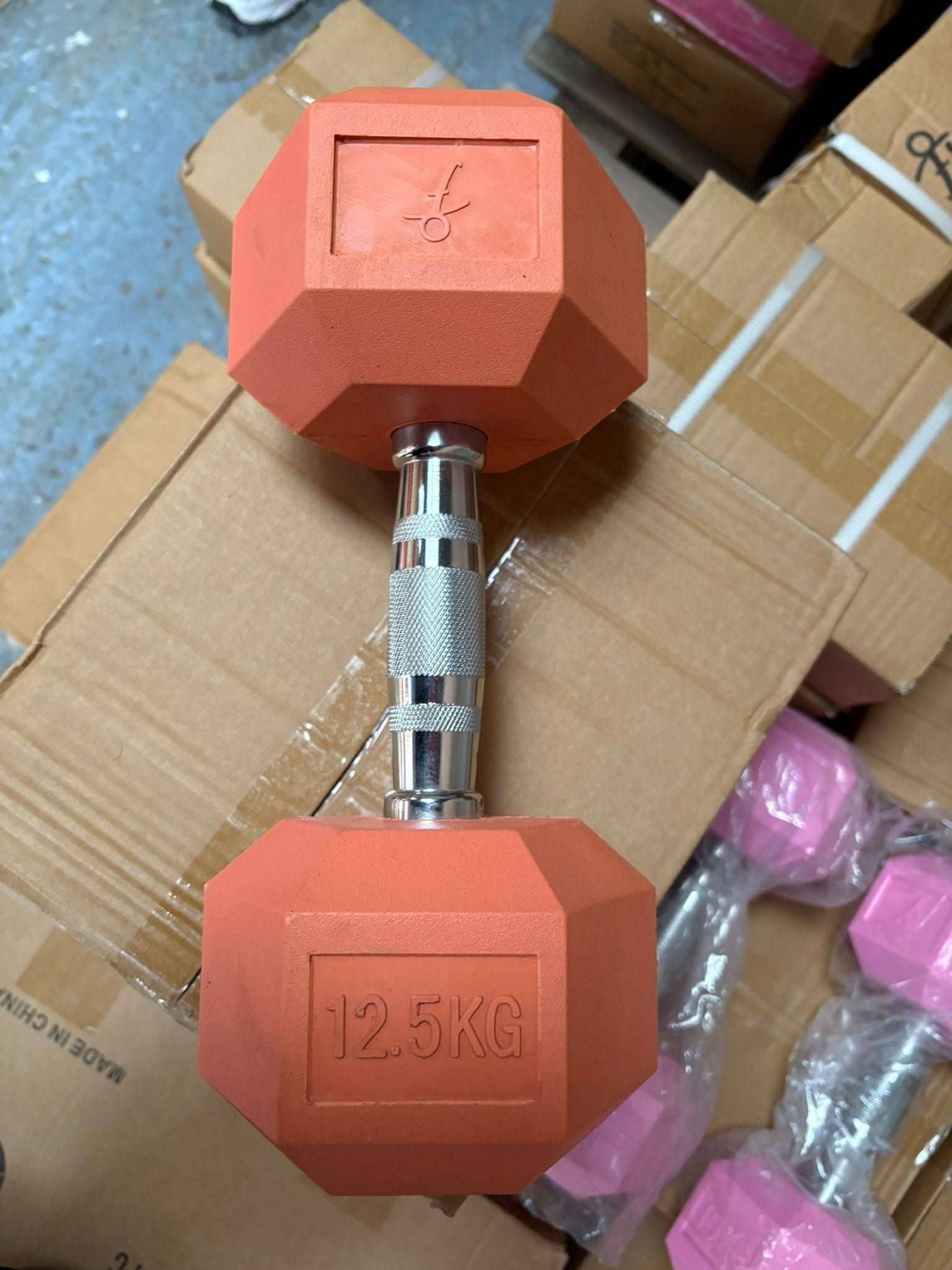 12.5kg Dark Pink Rubber Dumbbell
