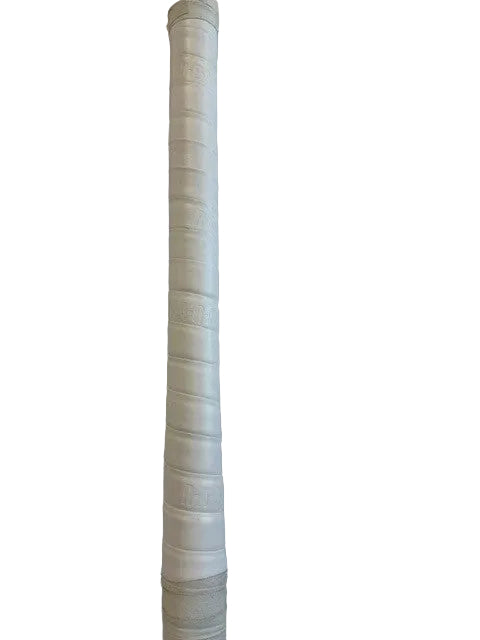 Close-up of white textured grip on adidas hockey stick handle