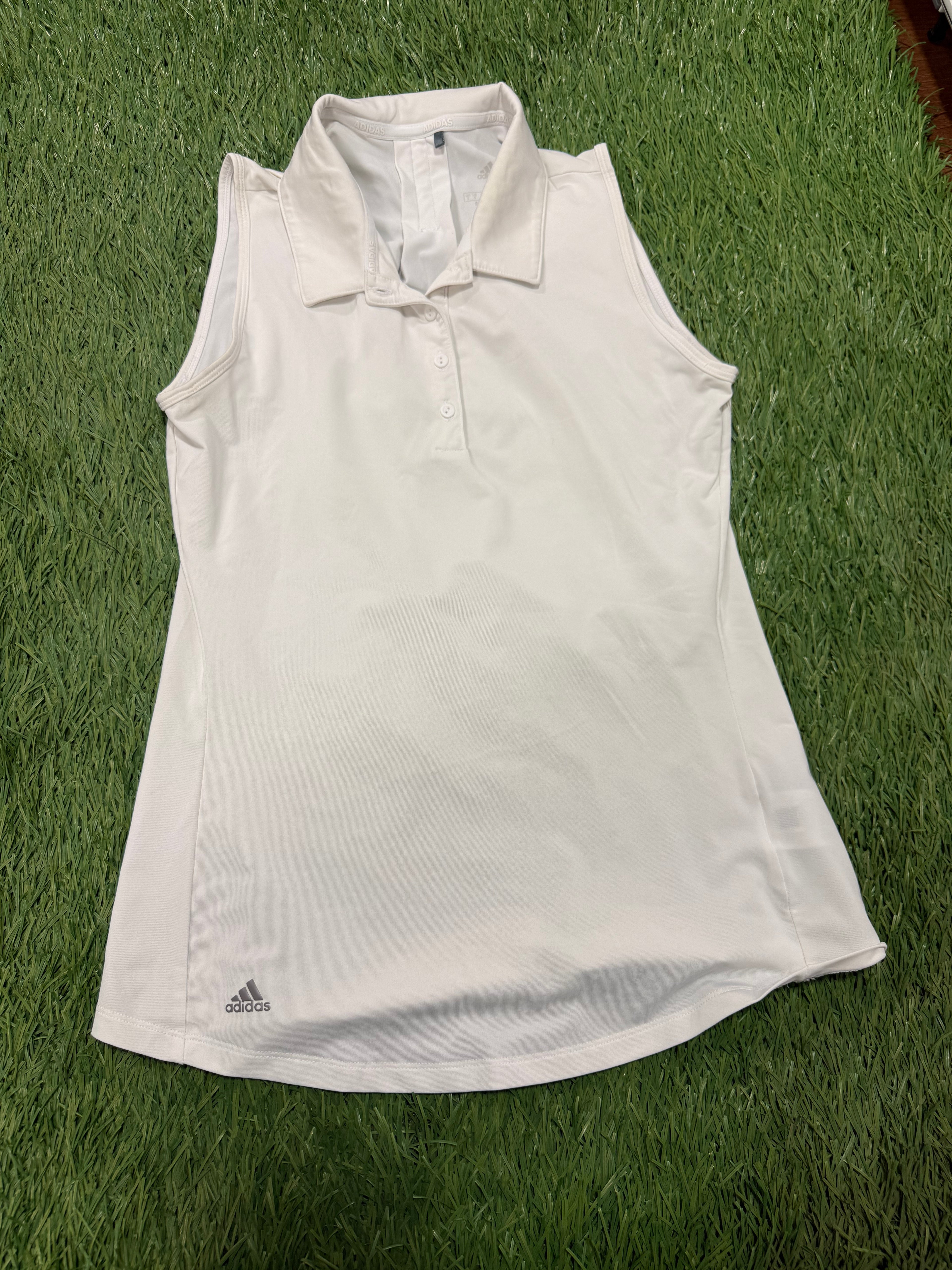 White adidas Sleeveless Polo