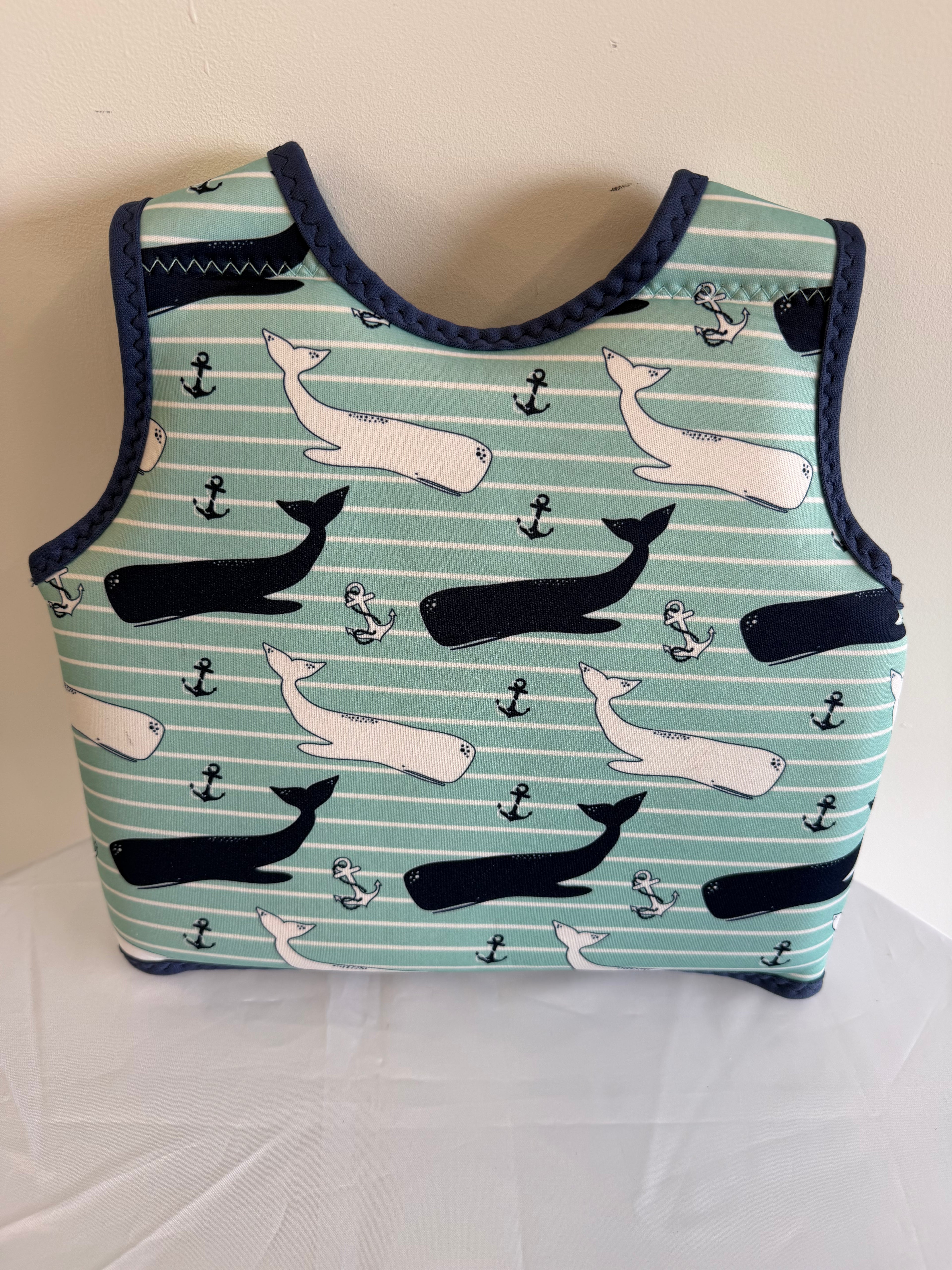 Back view of Splash About swim vest with whale and anchor print