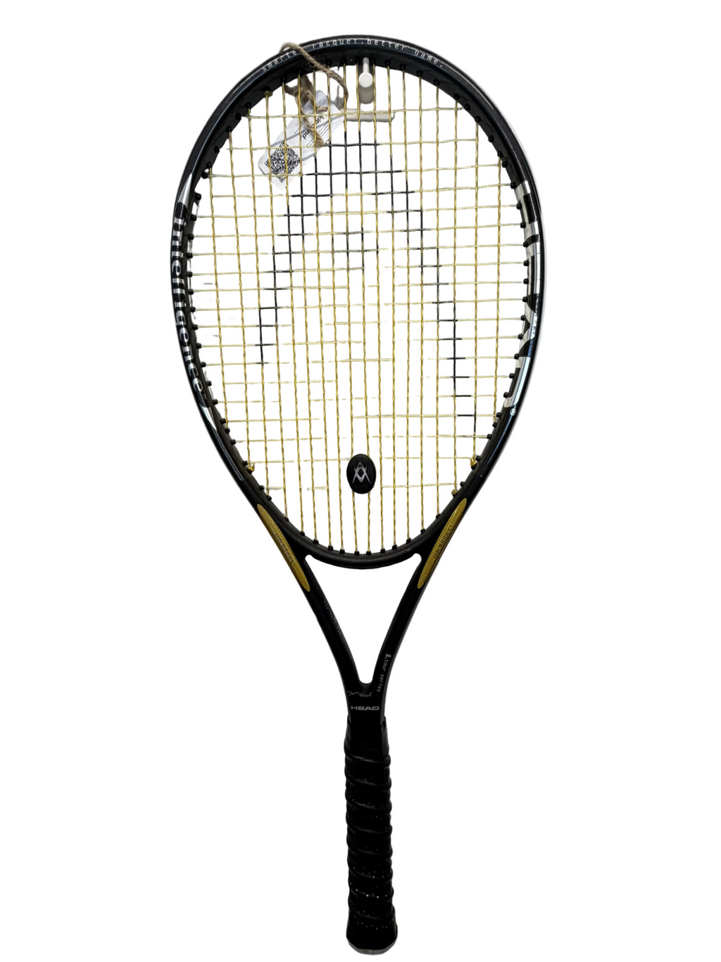 Full view of Head i.Tour tennis racket hanging on a wall