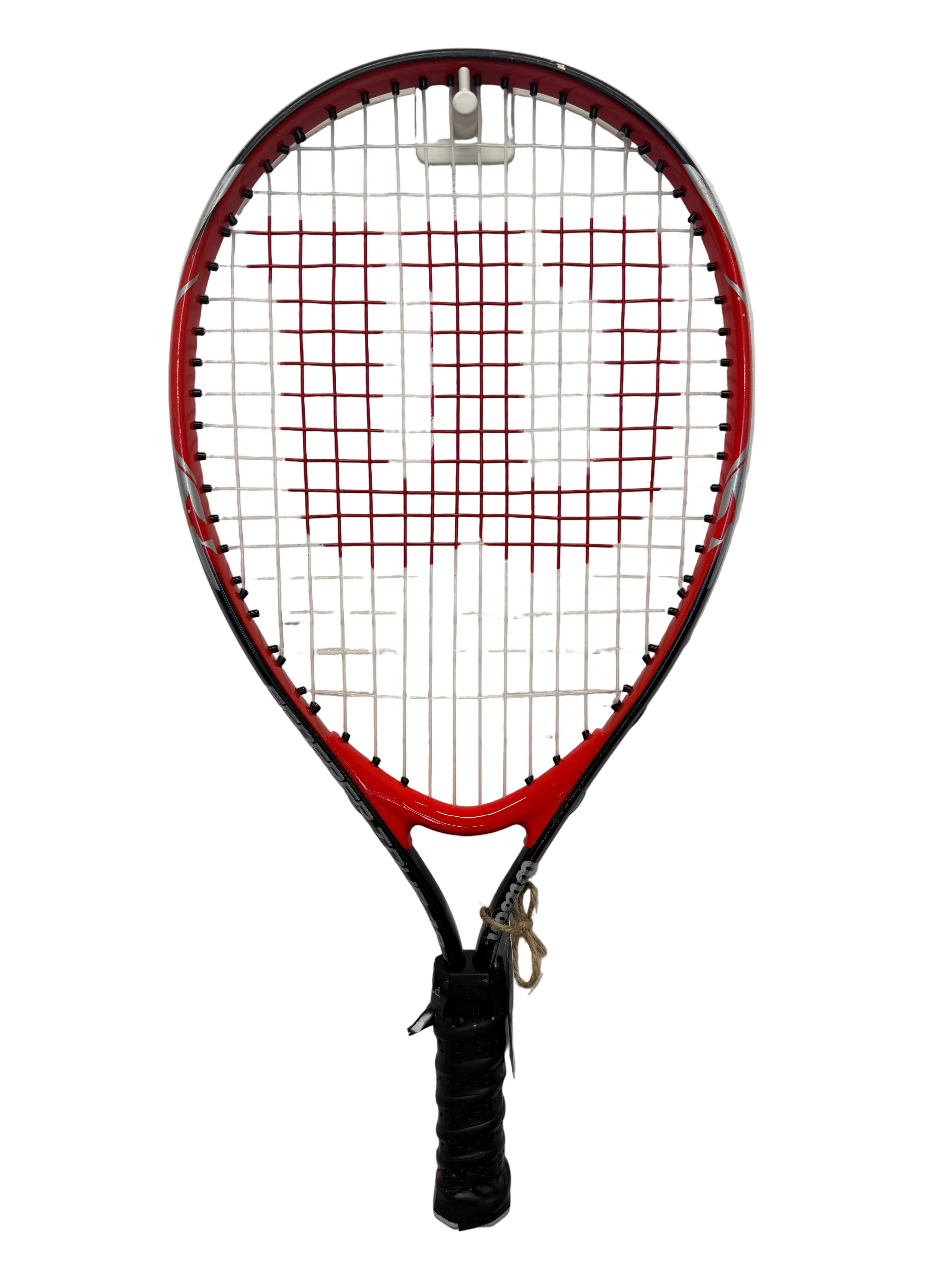 Full view of Wilson Federer Tour 19 tennis racket on wall