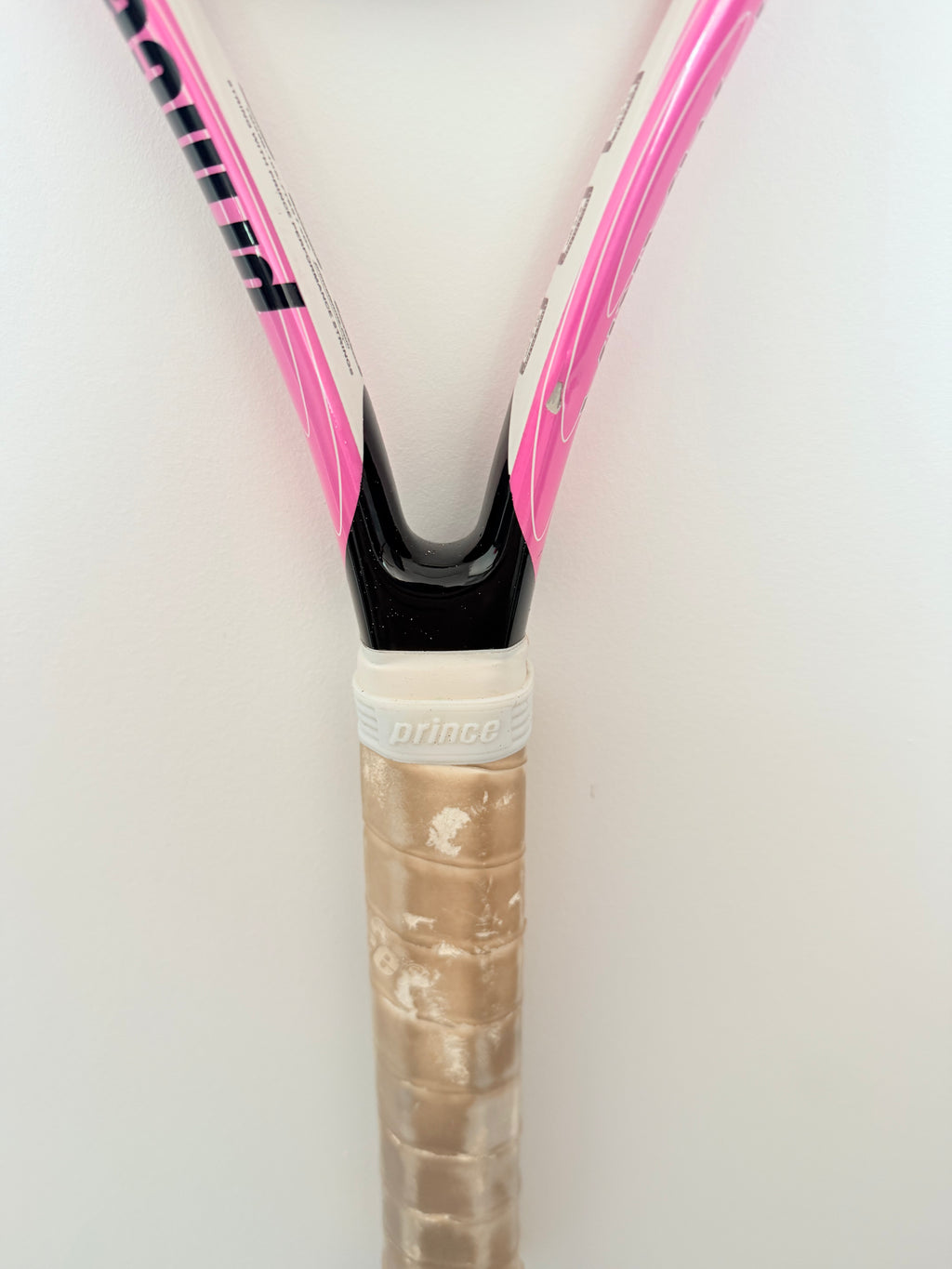 Prince TT Maria pink tennis racket handle and grip detail
