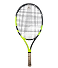 Full view of Babolat Aero Jr25 tennis racket with yellow and black design