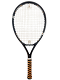 Full view of Head tennis racket with striped grip and large head