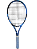 Full view of Babolat Drive Lite tennis racket in blue and black
