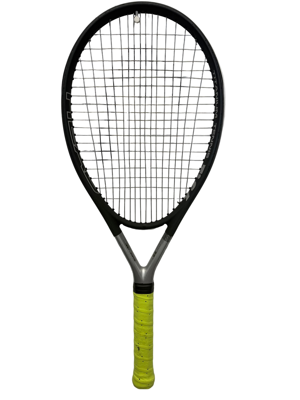 HEAD titanium tennis racket with yellow grip