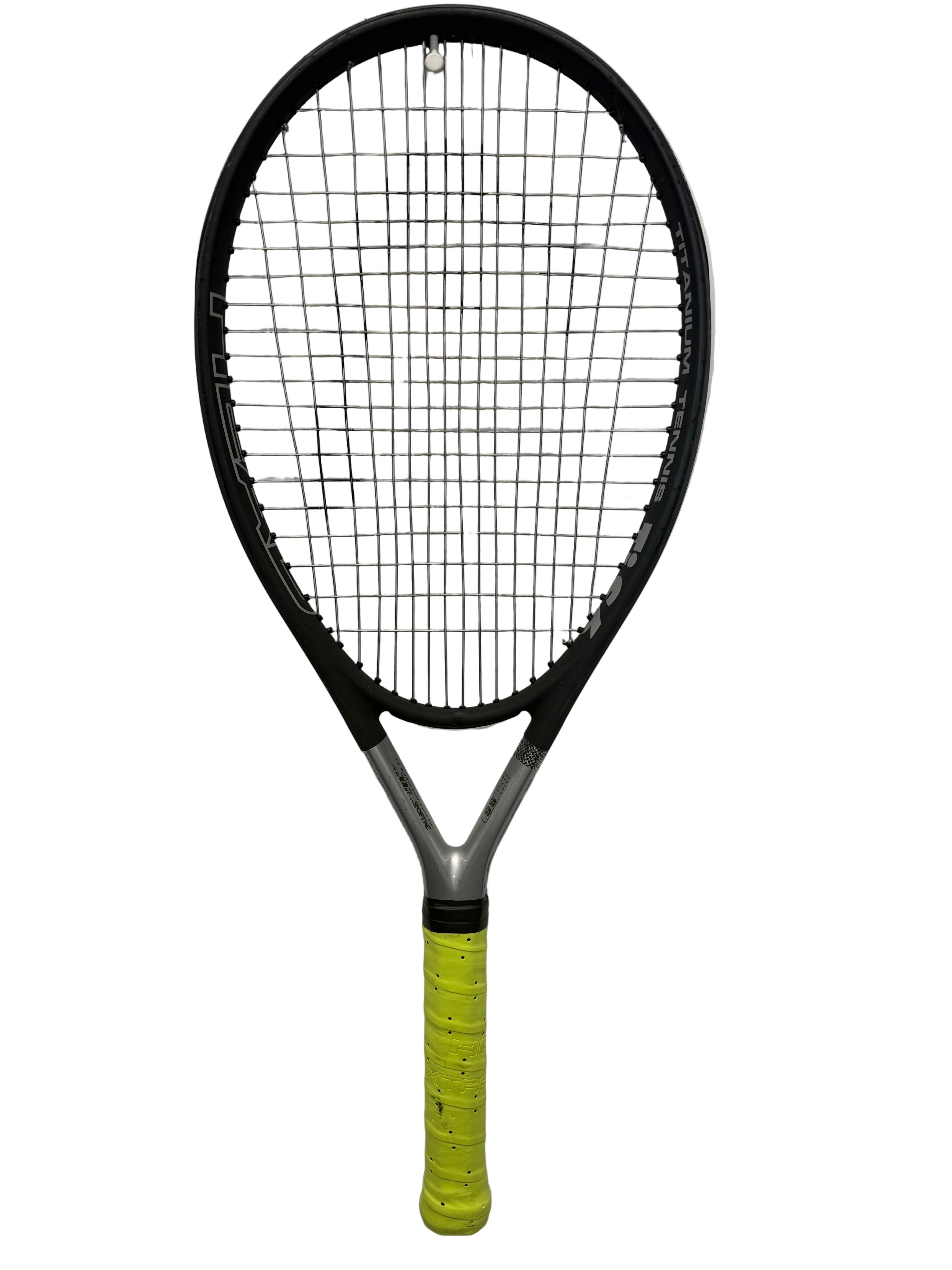 HEAD titanium tennis racket with yellow grip