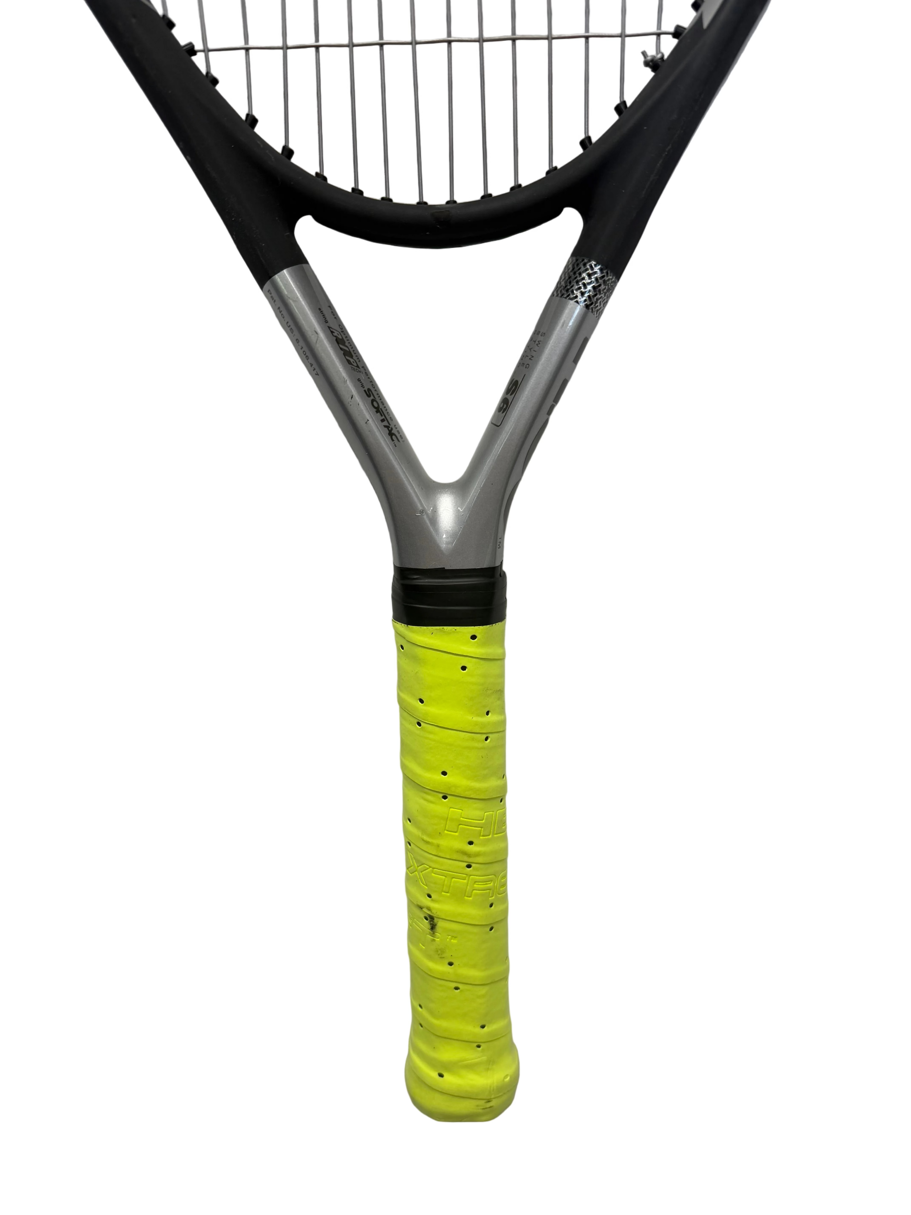 Close-up of HEAD racket handle and grip
