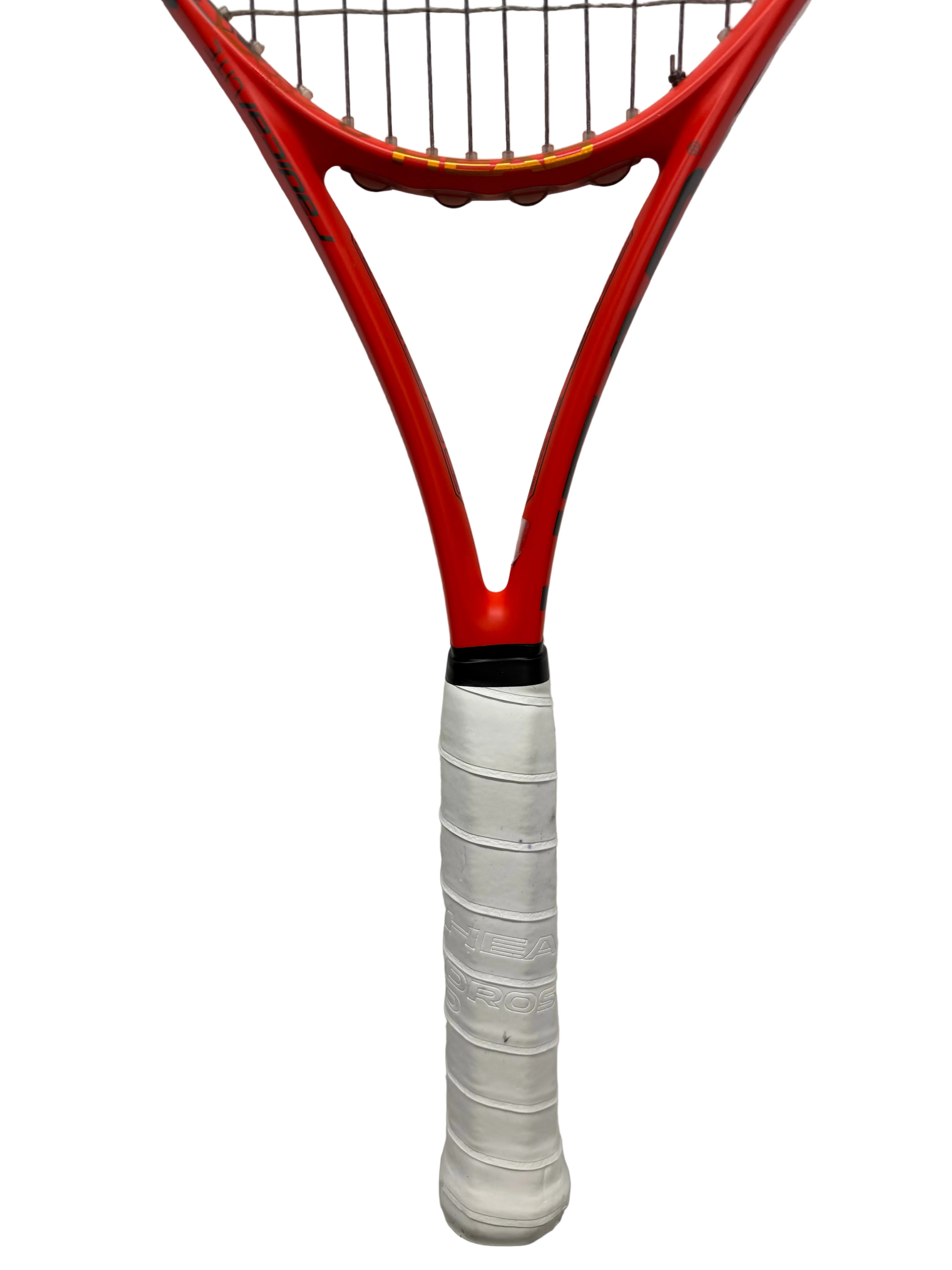 Close-up of white grip and handle of Head Radical Lite racket