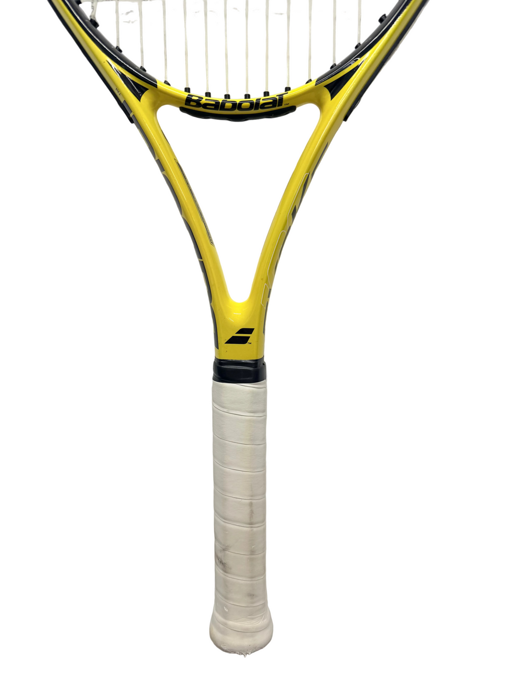 Close-up of Babolat Evoke 102 handle and grip