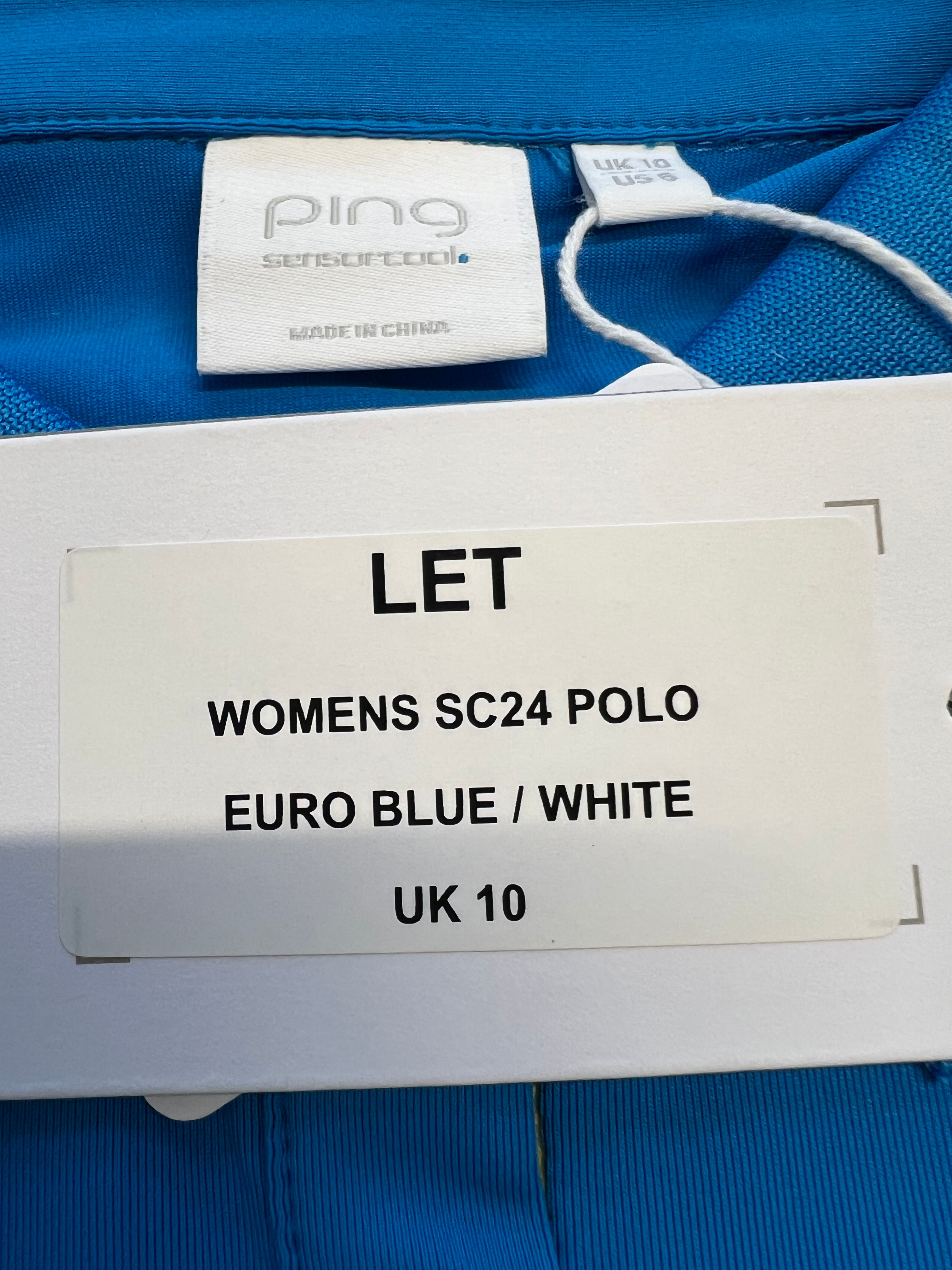 Close-up of label and size tag on Women's PING Solheim Cup 2024 Limited Edition Golf Polo