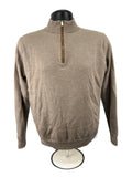 Front view of taupe Peter Millar merino wool 1/4 zip jumper size medium