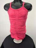 Front view of pink Sweaty Betty elasticated vest top on mannequin