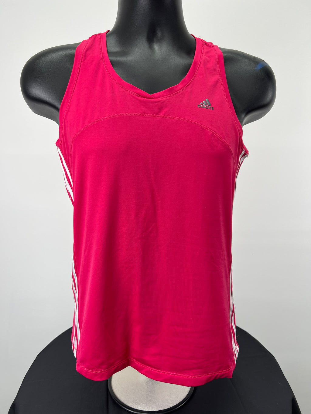 Front view of adidas Climacool bright pink sports vest top on mannequin