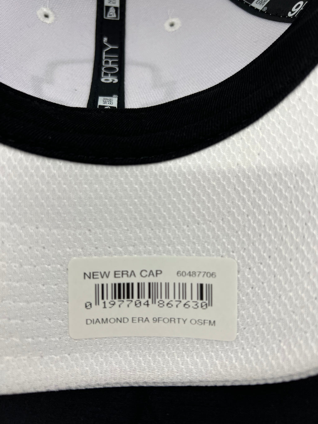 Inner view of cap showing New Era tag and barcode sticker
