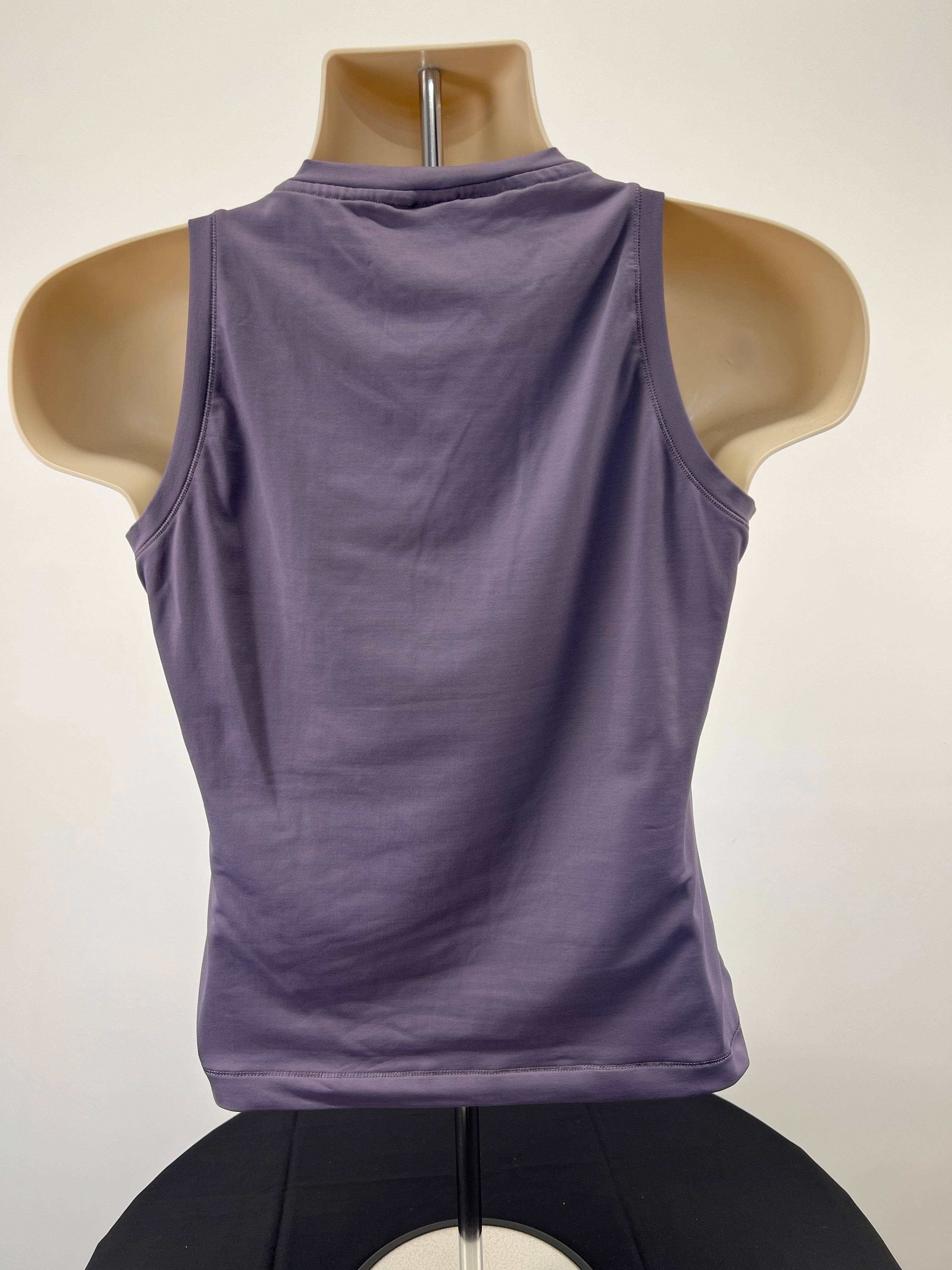 Back view of adidas mauve sleeveless vest top showing plain design