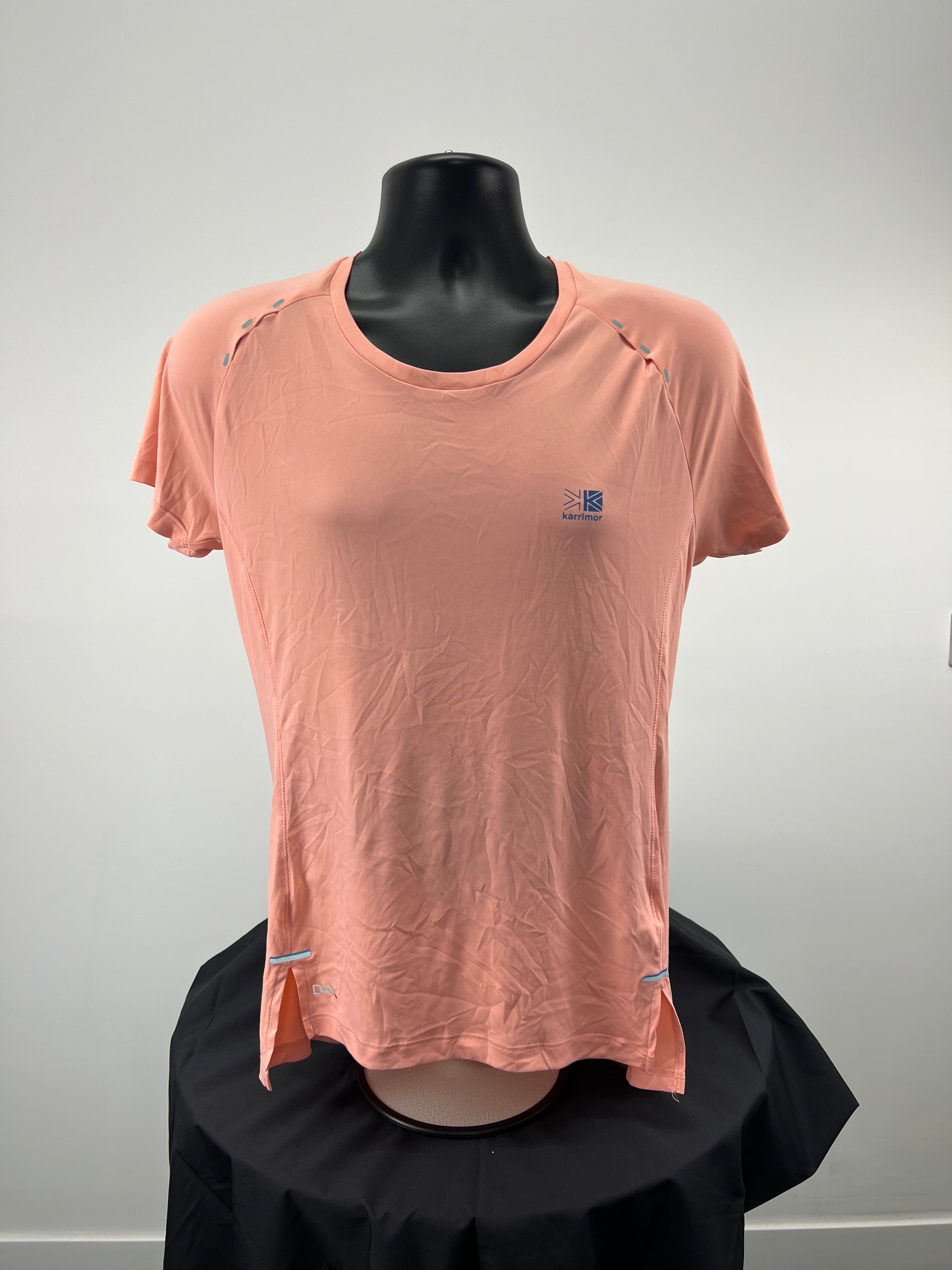 Front view of Karrimor X Lite peach t-shirt on black mannequin