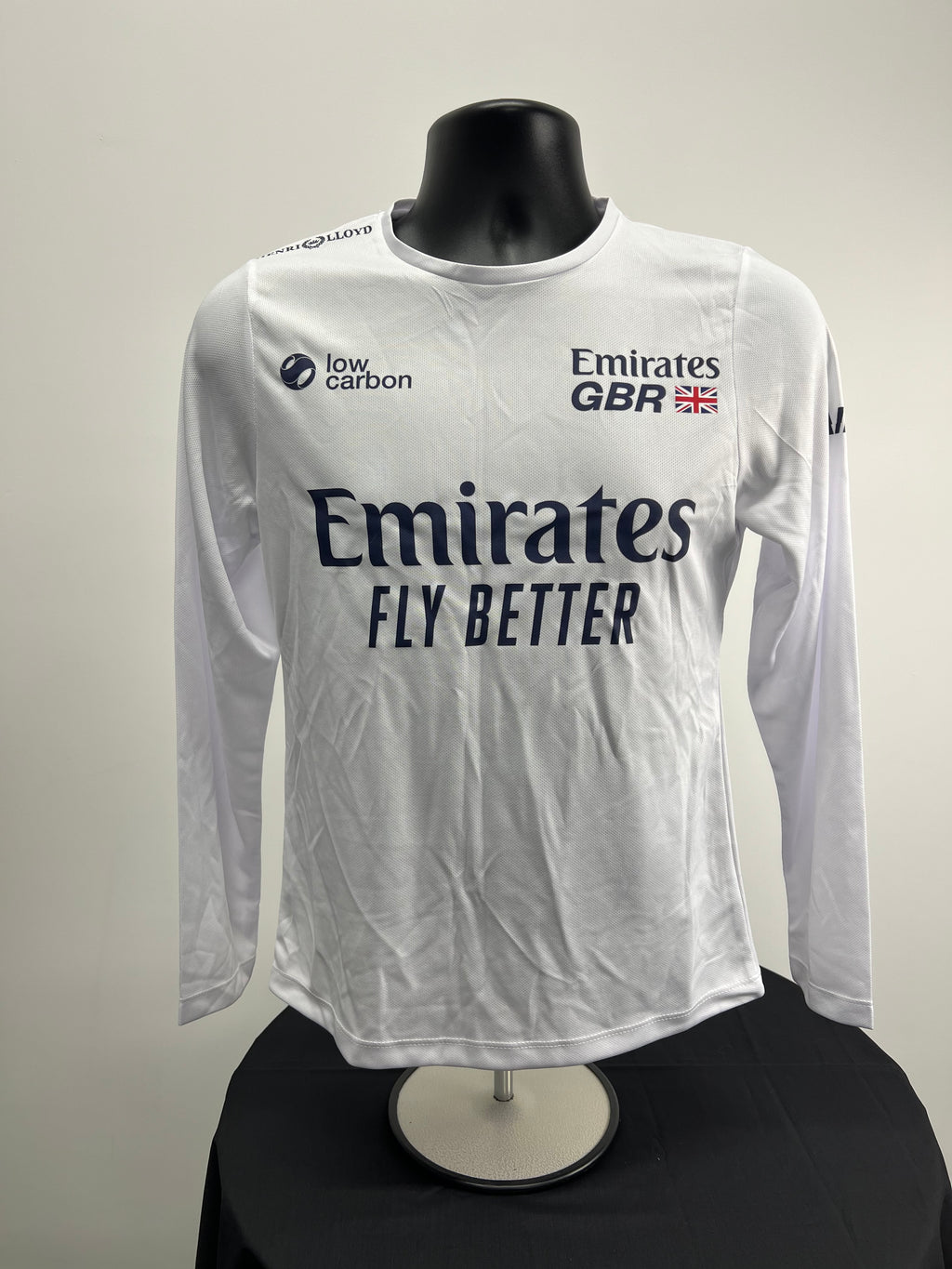 Front view of Women’s Emirates Team GBR x Henri Lloyd 2025 long sleeve fast dri tee in white size XS