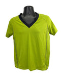 Front view of Röhnisch green V-neck women's t-shirt size 42/44 on mannequin