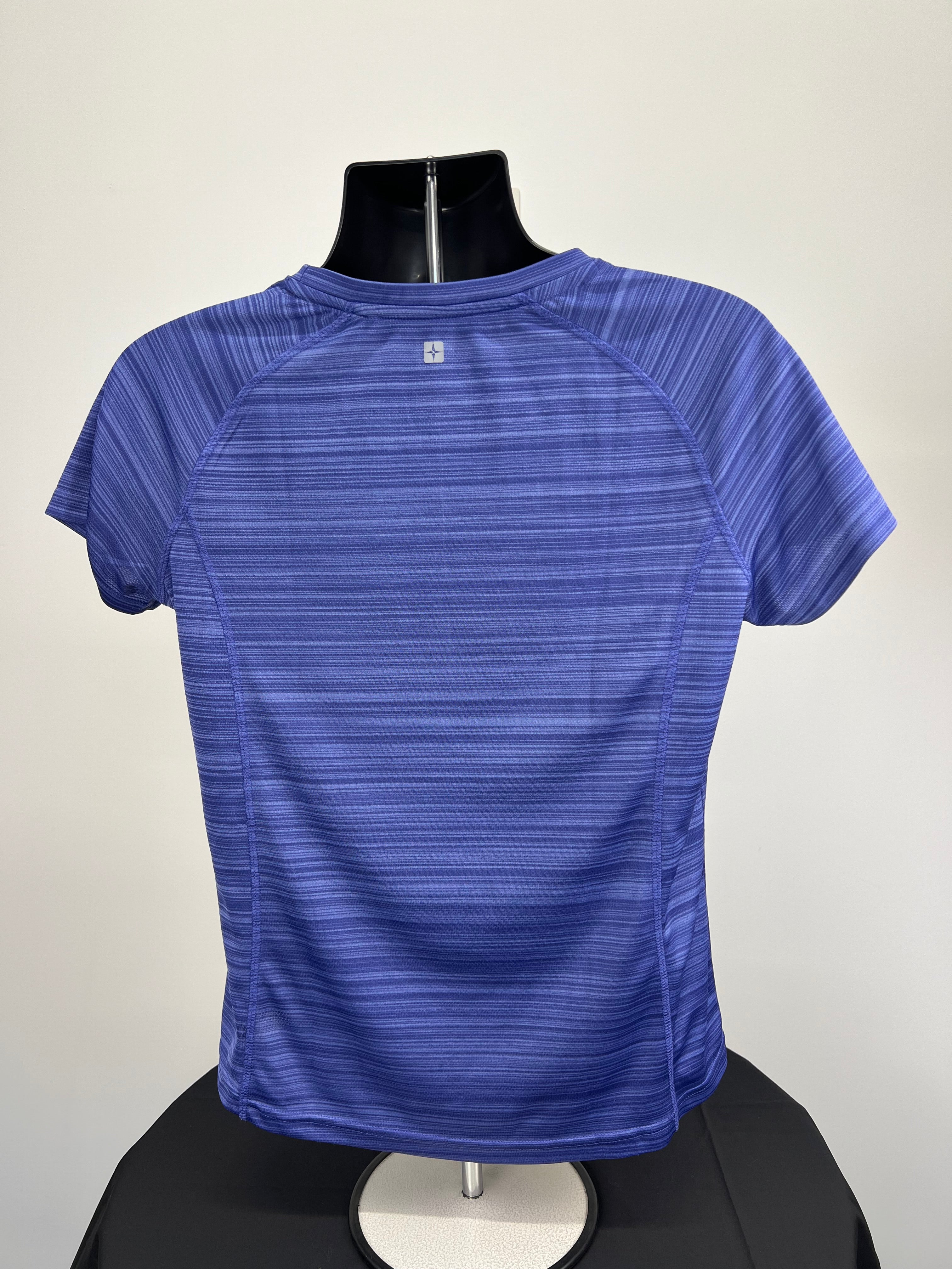 Back view of Mountain Warehouse Isocool blue performance t-shirt showing raglan sleeves
