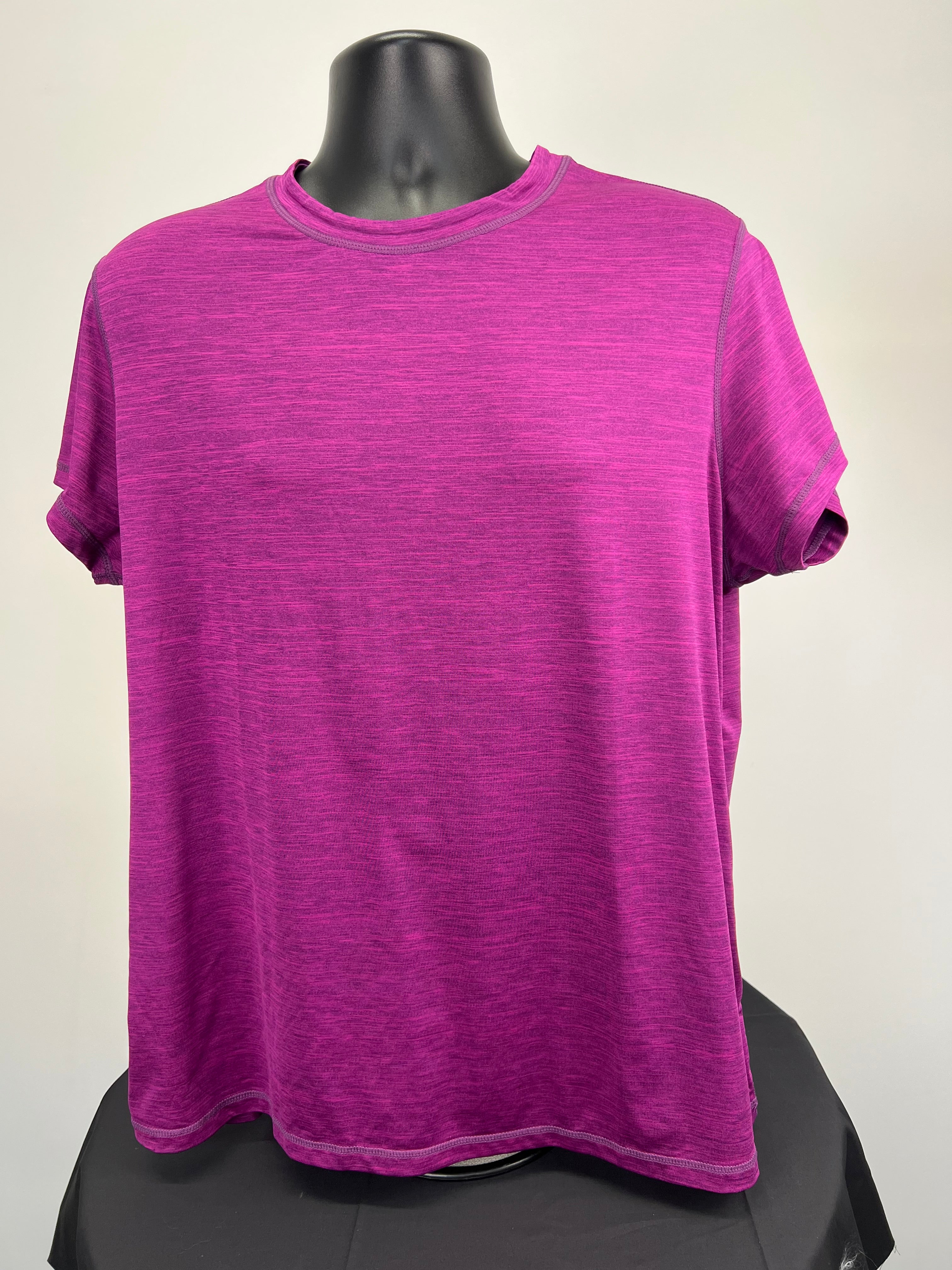 Front view of Mountain Warehouse purple round neck T-shirt on mannequin