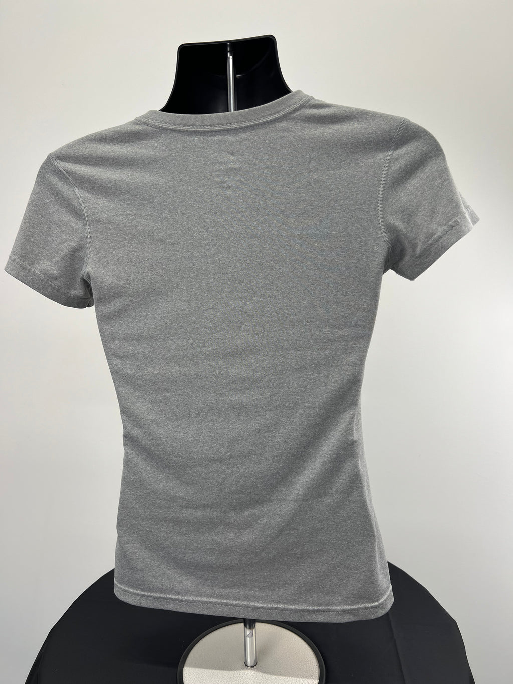 Back view of Nike grey running t-shirt showing plain design and short sleeves
