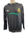 Front view of black Northampton Rugby Football Club hoodie with crest and Burrda Sport logo