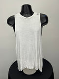 Front view of white Reebok sleeveless Body Combat vest on black mannequin